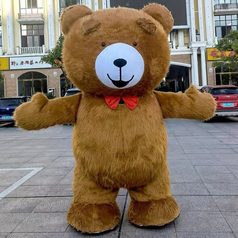 跨境万圣节棕色网红熊人偶服装充气行走卡通人偶服玩偶开业庆典
