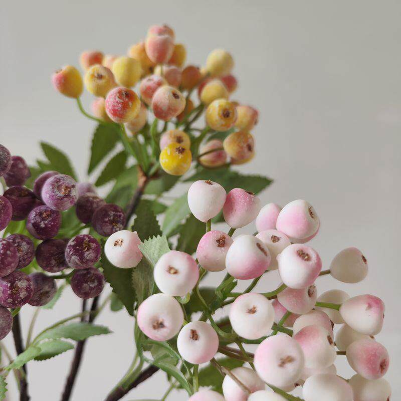 高品质仿真果实带霜野浆果假树枝花艺师插花造景花材拍摄道具花束