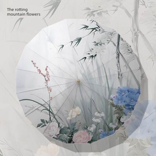 16款手持式民族风格开色伞折叠伞柄遮阳伞防晒紫外线两用文艺