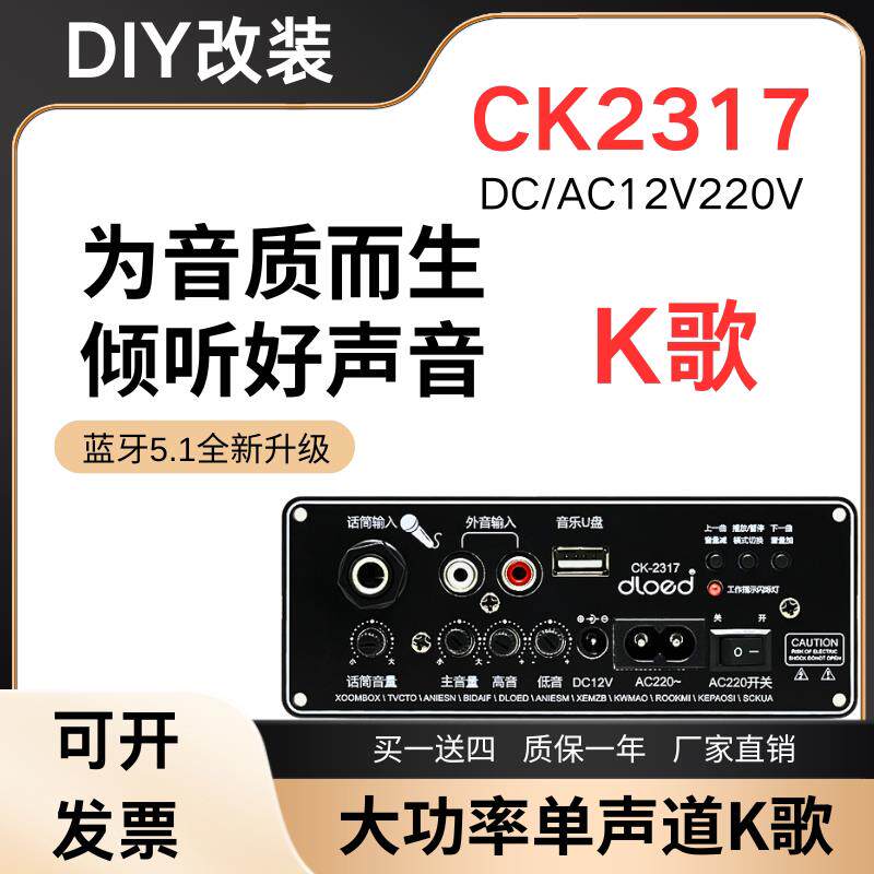 6-10寸内置蓝牙大功率功放板车载低音拍主板音响箱插卡线路板配件