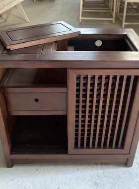 新中式实木茶水柜边一体式置几储物柜客厅家73004用办公室查柜边