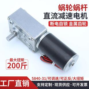 5840 31ZY直流蜗轮蜗杆减速电机大扭力全金属齿轮微型马达12V24V
