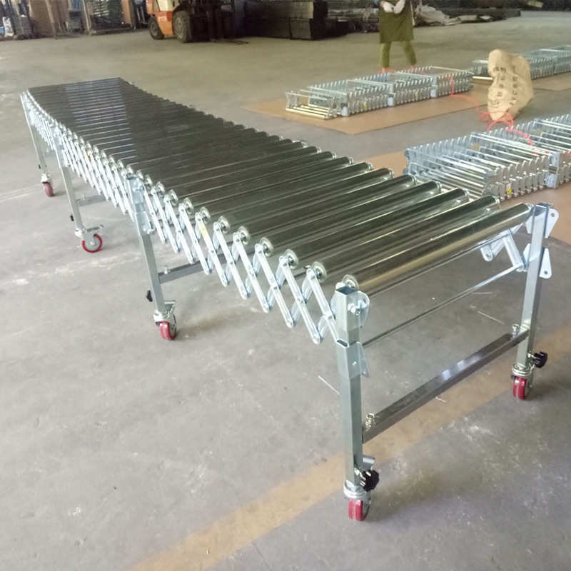 无动力滚筒伸缩线拐弯滚筒输送机移动式单铁辊筒传送机搬运