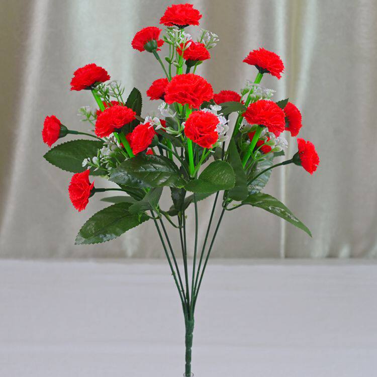 仿真花厂家现货假花手工花束装饰花7头21朵康乃馨小把花