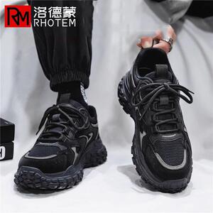 洛德蒙老爹鞋男2025年夏季厚底隐形内增高休闲运动透气黑武士爆款
