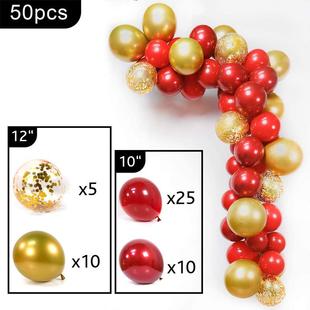 宝石红色金色乳胶气球套装拱桥 红色爱心婚庆派对装饰气球批发