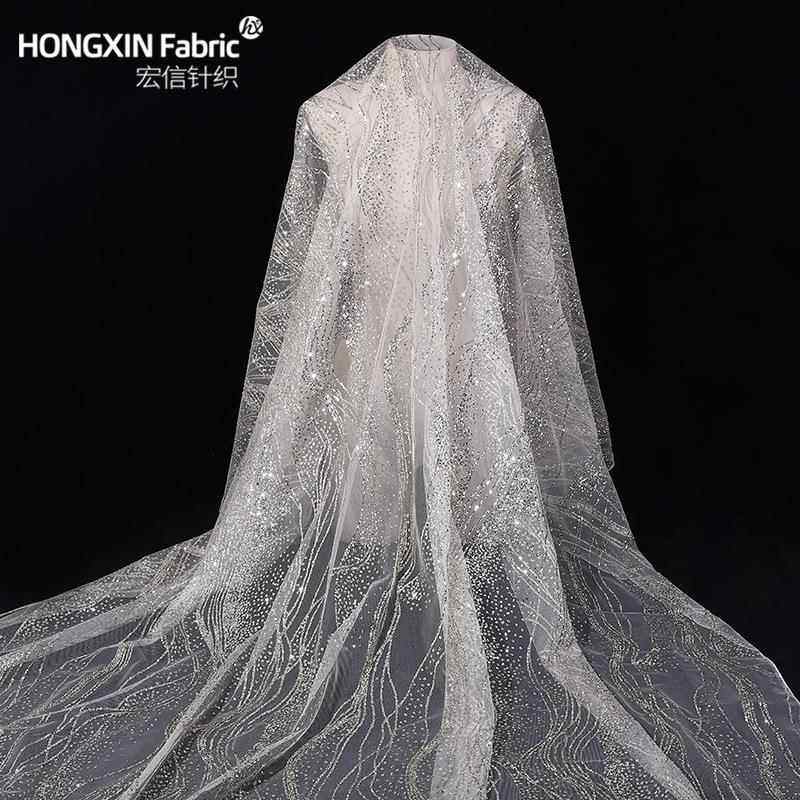 现货水波纹洒粉亮片网布婚庆婚纱桌布礼服玩具金粉亮片网纱布料新