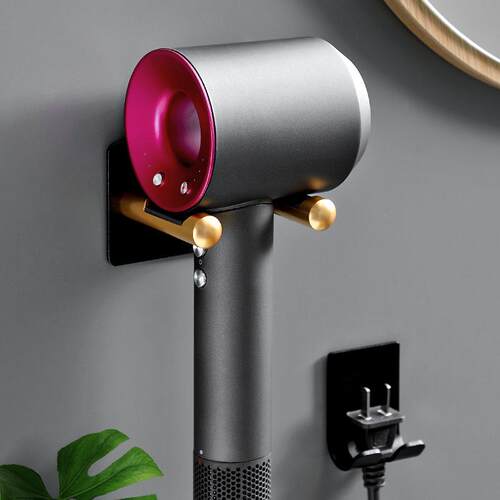 No-drill bathroom hair dryer holder, wall-mounted electric h