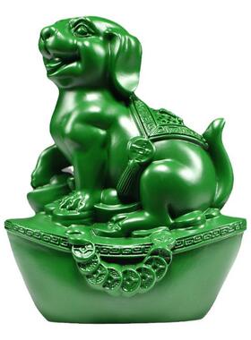 绿生色木居雕狗摆件十二肖狗实木头家客厅电柜办公视TQ-938室装饰