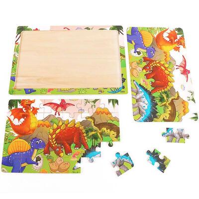 30 Pieces Wooden Jigsaw Puzzle Kids Cartoon Animal Vehicle P
