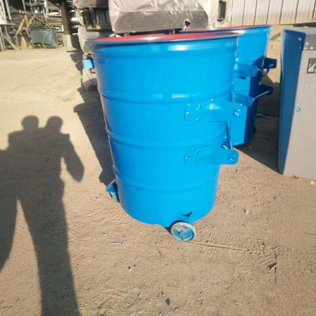 供应环卫户外铁质挂车垃圾桶 圆形勾臂带轮铁皮 加厚垃圾桶