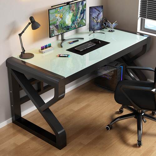 电12.12桌台式书电桌学生家卧室办公桌钢化玻璃简易小户型竞脑桌