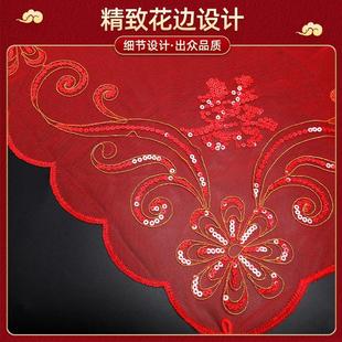 半透明红色头纱中国风结婚新娘软喜帕中式蒙头巾盖头秀禾头饰