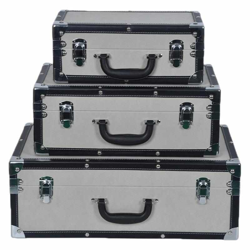 黑皮箱边银色旅行箱五金样板房手提箱储间道卖场物具白包箱衣帽绒