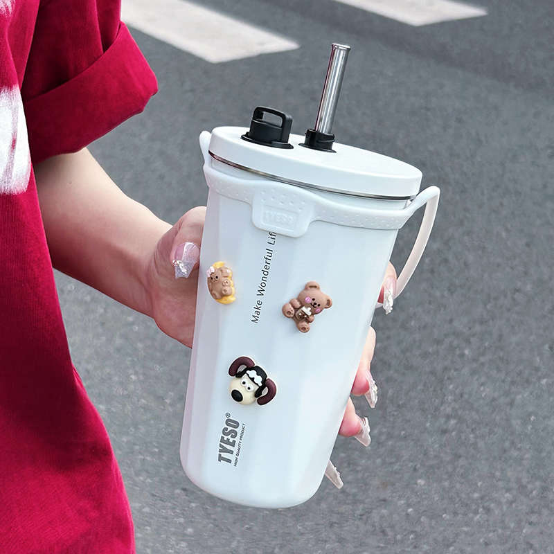 tyeso泰硕咖啡杯保温杯吸管大容量高颜值水杯女生2024新款冰霸杯