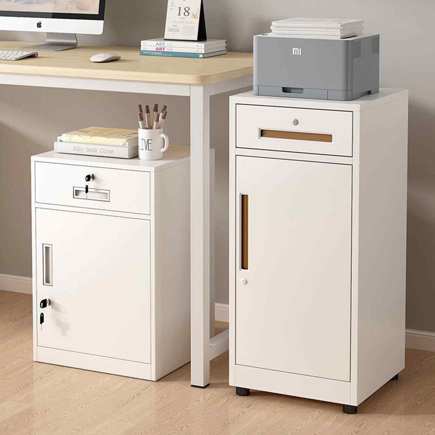 办公室桌下文件柜资料柜工具收纳柜铁皮矮柜储物柜抽屉带锁小柜子