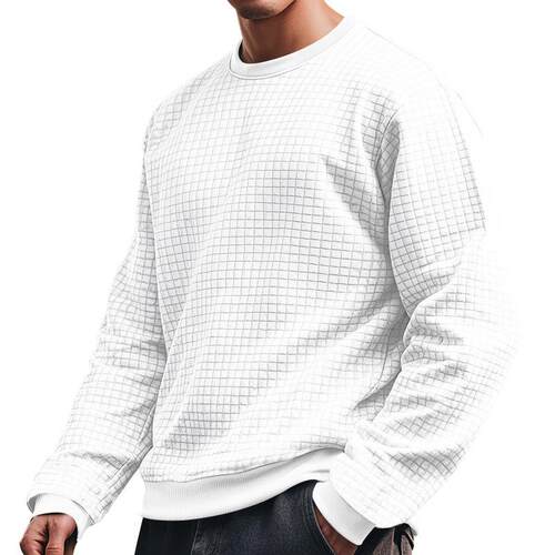 Men Color Shoulder Sweater Casual Sleeve Crew Neck Jumper