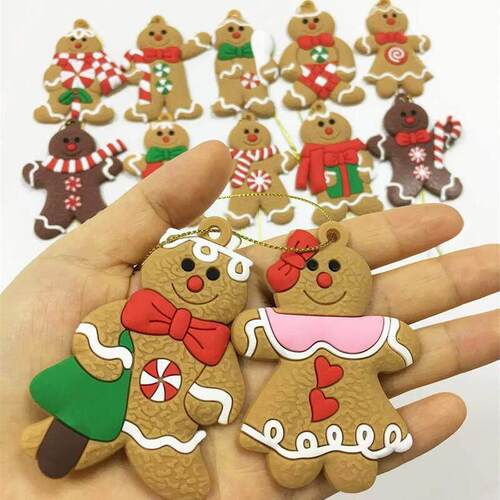 6/12Pcs Gingerbread Man Ornaments Christmas Decorations Tree