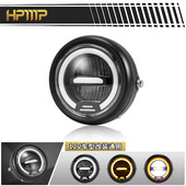 复古摩托车改装 哈雷摩托车前大灯复古灯 LED日行光圈前照车头大灯