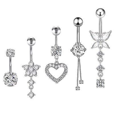 5pcs/lot Dangled Belly Button Rings Belly Piercing Sets 14G