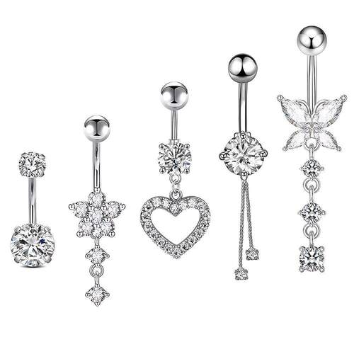 5pcs/lot Dangled Belly Button Rings Belly Piercing Sets 14G