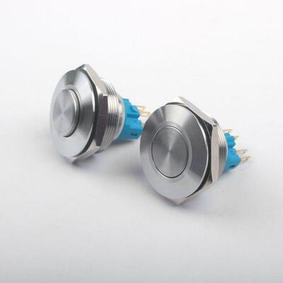 30mm启动按键防水金属按钮自复自锁带灯电源开关12v24v110v220v
