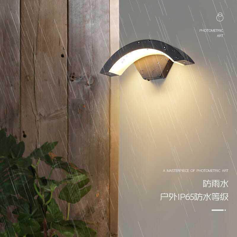 T5e户外壁灯别墅庭院阳台过道走廊门口户外防水外墙感应壁灯黑色