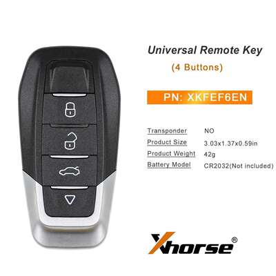 XhorseXKFEF6EN4ButtonsVVDI通用遥控钥匙有线折叠钥匙