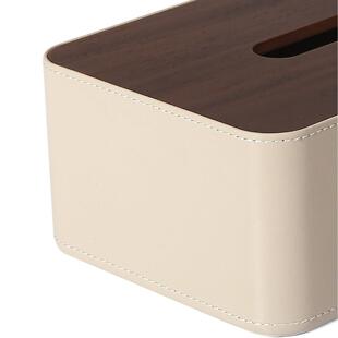 级感奢纸巾盒皮质轻胡桃木纸S 819盒家用餐厅桌茶高几客厅桌面多