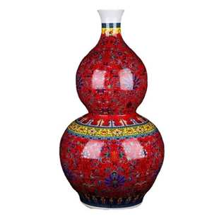 落地大花瓶珐琅彩福寿葫芦瓶家居客厅陶瓷摆件电视装饰品乔迁新居