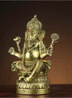 黄铜象鼻财神象神摆件件天目象式家居泰面摆车FIS载装饰厂桌家