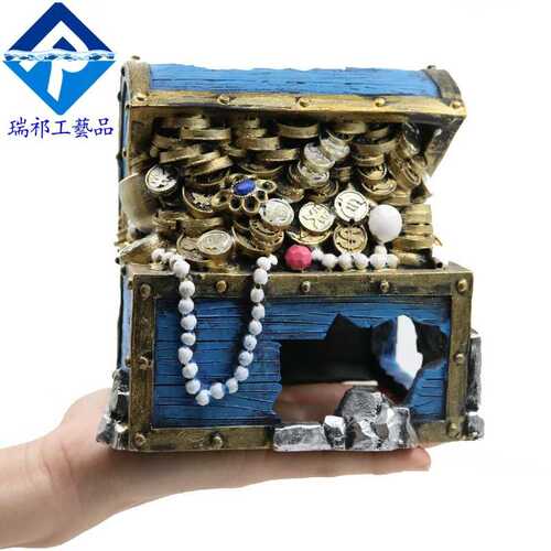 珠宝空心百宝箱装饰洞布景鱼缸躲避鱼虾水族躲避摆件箱屋造景