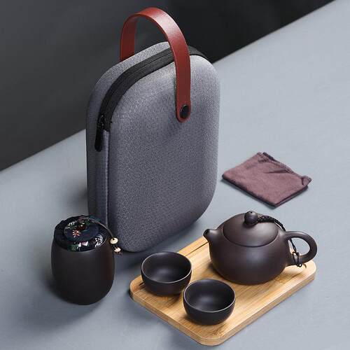 便携旅行茶具套装 快客杯一壶二杯紫砂旅游功夫户外茶具 礼品定制