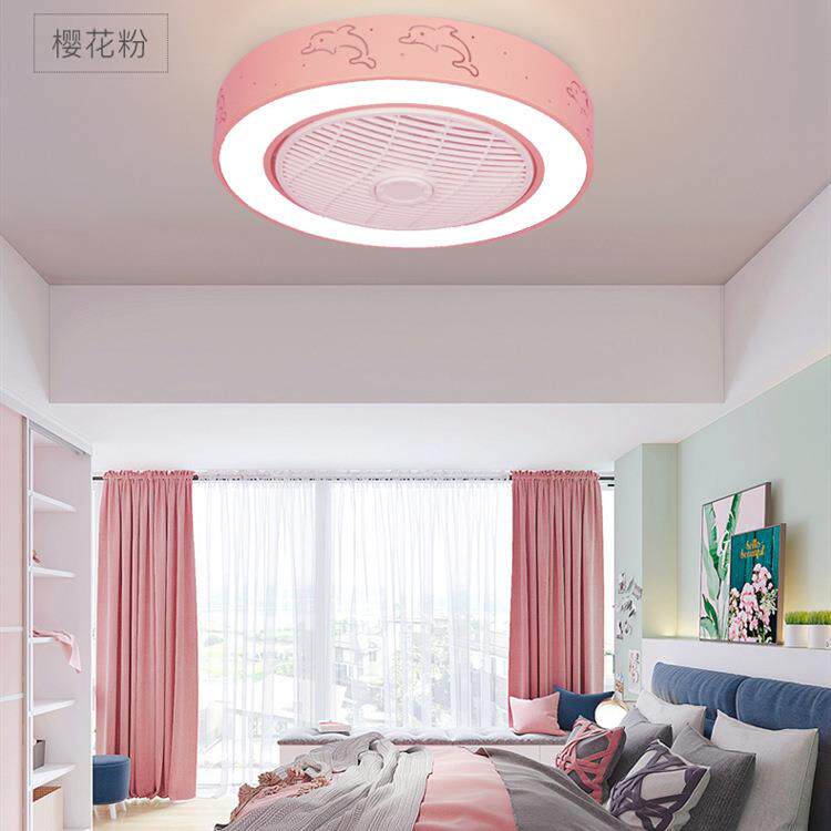 直销新款北欧马卡龙吸顶风扇灯卧室书房收银台家用风扇灯餐厅吸顶