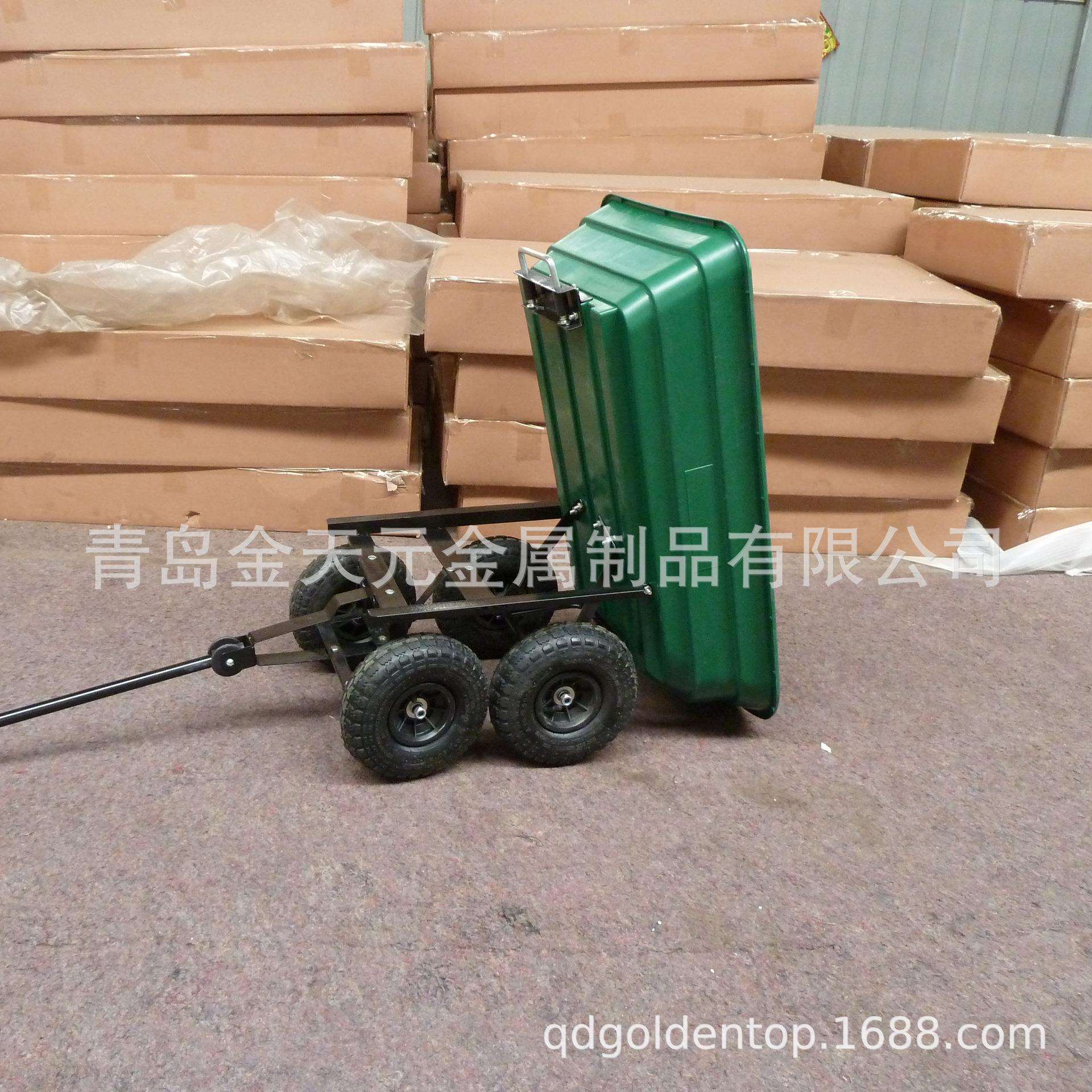 厂家供应工地灰斗车四轮手拉搬运车 实心翻斗车人力劳动推货车