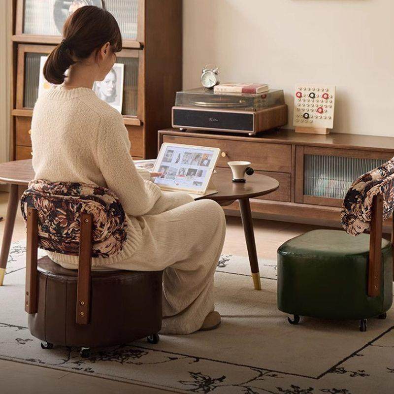 矮凳溜溜凳中古靠背逍遥提花换鞋凳实木旋转滑轮椅家用客厅凳新款,商业/办公家具,实验凳/实验椅/防静电凳椅,淘宝优惠券,粉丝福利购,淘宝优惠卷