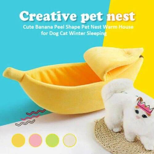 Banana Cat Bed House Funny Cute Cozy Cat Mat Beds Warm