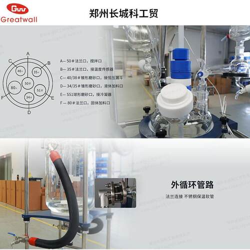 城科工贸双层调速GR-100玻璃反应釜010冷凝搅拌反应搅拌器GR-1长0