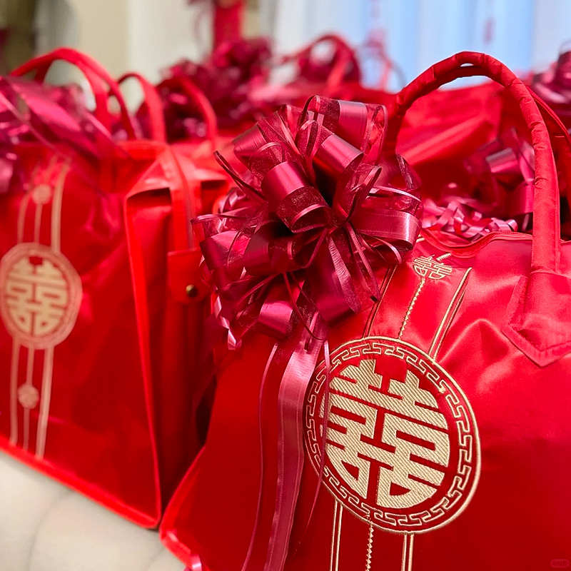 包袱婚蝴蝶结婚礼楼梯扶手花房拉嫁妆装饰布置彩带花带女方扎车队