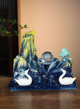 鱼缸配件流水喷泉陶瓷假山桌面客厅办公室循环养鱼假山装饰摆件