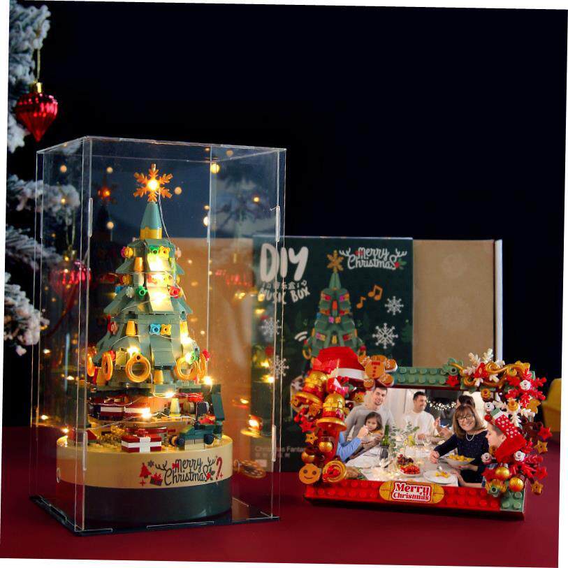 christmas tree plastic bricks music box building blocks gift - 实物图