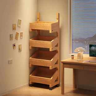 书架实木可移动置物架学生家用角落不占空间书桌边柜简易小型书柜