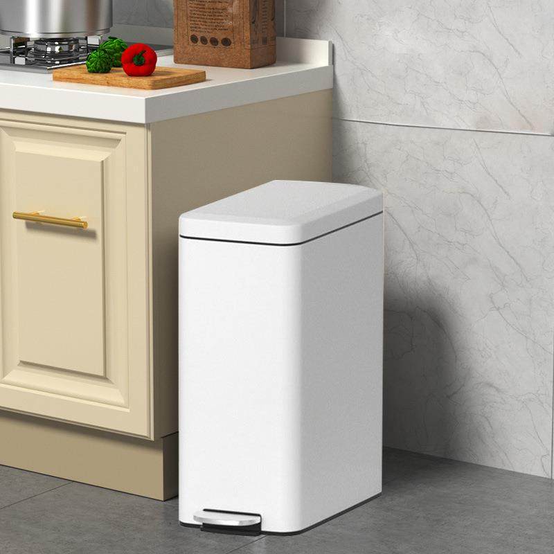 包邮办白色夹缝家用脚踏垃圾桶锈钢卫间带盖厕JSD-A1-0所客不厅生