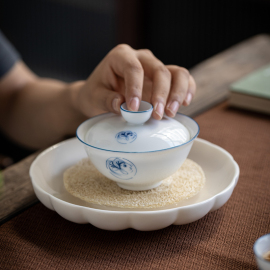 白瓷壶承陶瓷茶壶隔热垫储水干泡台托盘养壶垫茶杯托功夫茶具配件