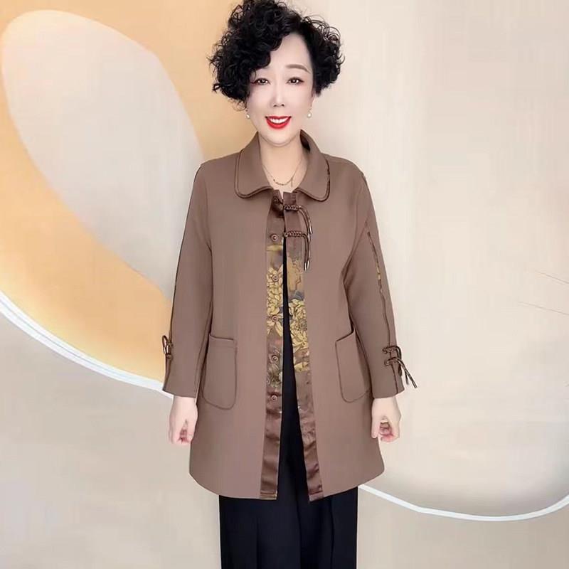 极速中长款风衣外套女2026春装新款中老年妈妈休闲时尚中国风减龄