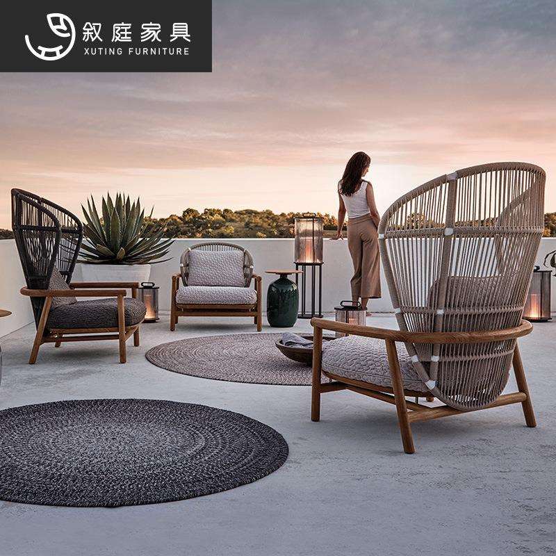 户外沙发别墅露台休闲组合庭院阳台北欧家用藤编景区公共场合家具