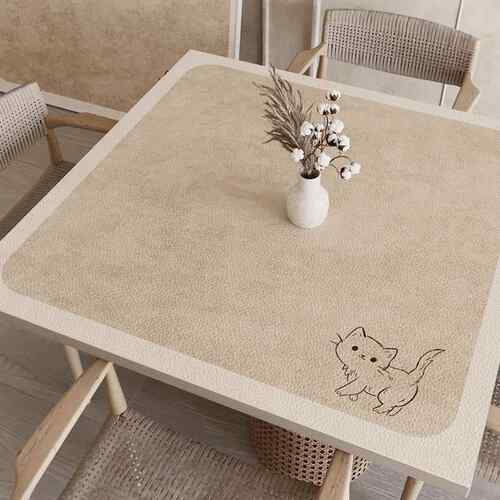 日式皮革四方餐桌垫防水防油免洗正方形茶几桌布八仙桌台布桌面垫