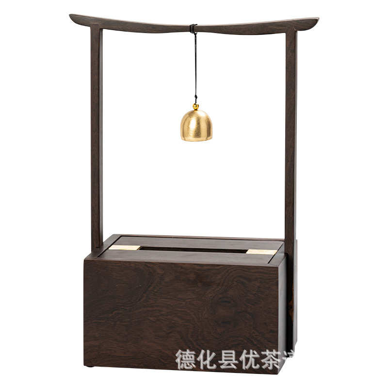 优茶道 黑檀实木纸巾盒新中式茶桌摆件创意纸巾收纳盒茶空间装饰