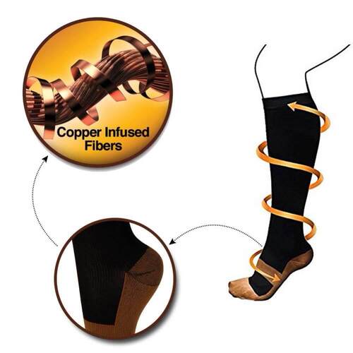1 Pair Unisex Copper Compression Socks Women Men Anti Fatigu
