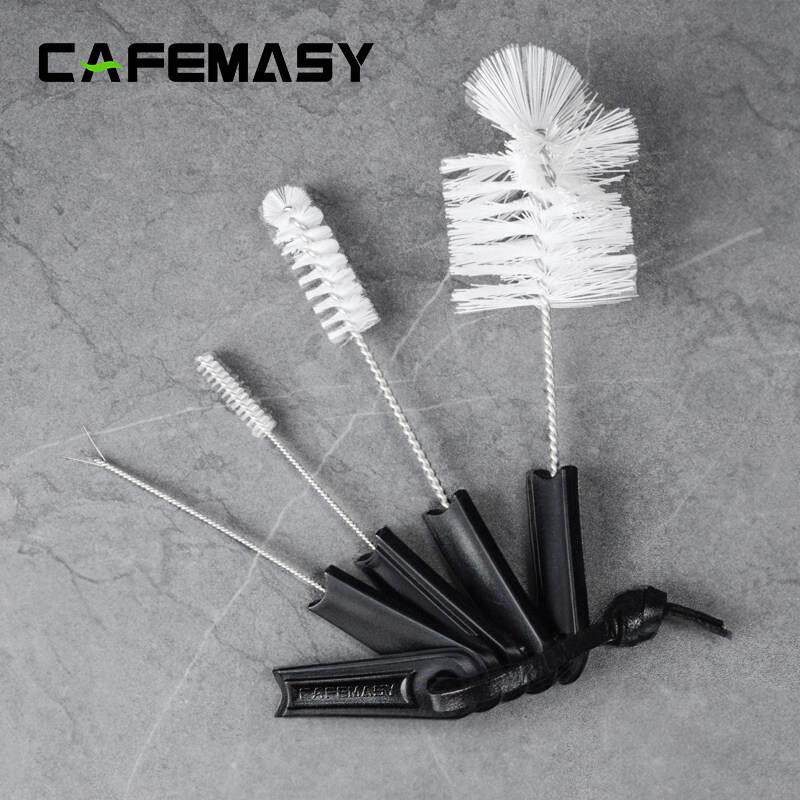 清洁毛刷意式咖啡机配件刷子洗杯刷套装五件套不锈钢尼龙刷子白色
